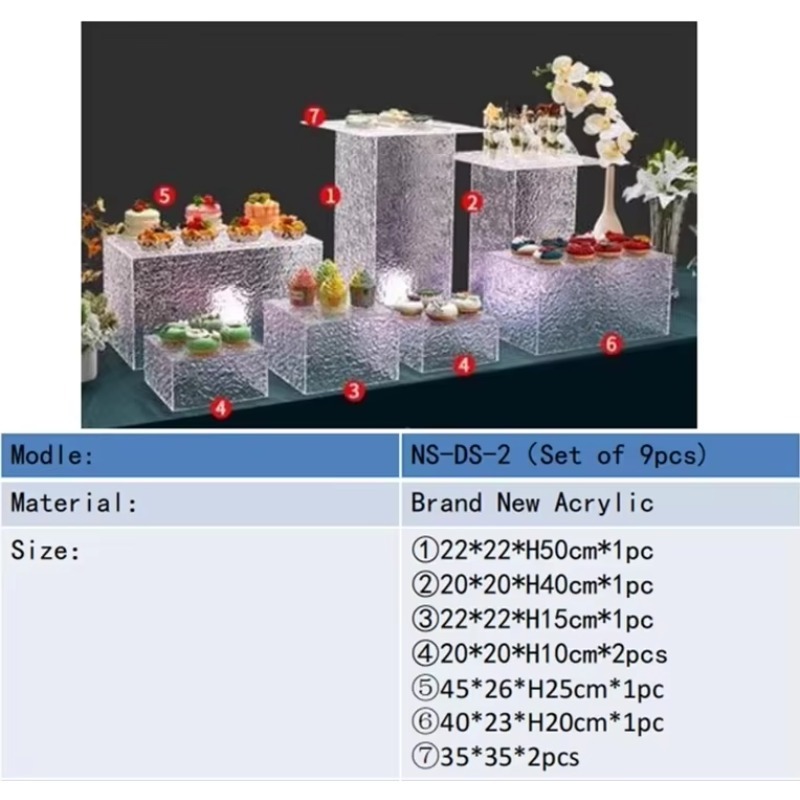 Display Risers Set - صندوق أكريليك شفاف، حامل طعام مكعب